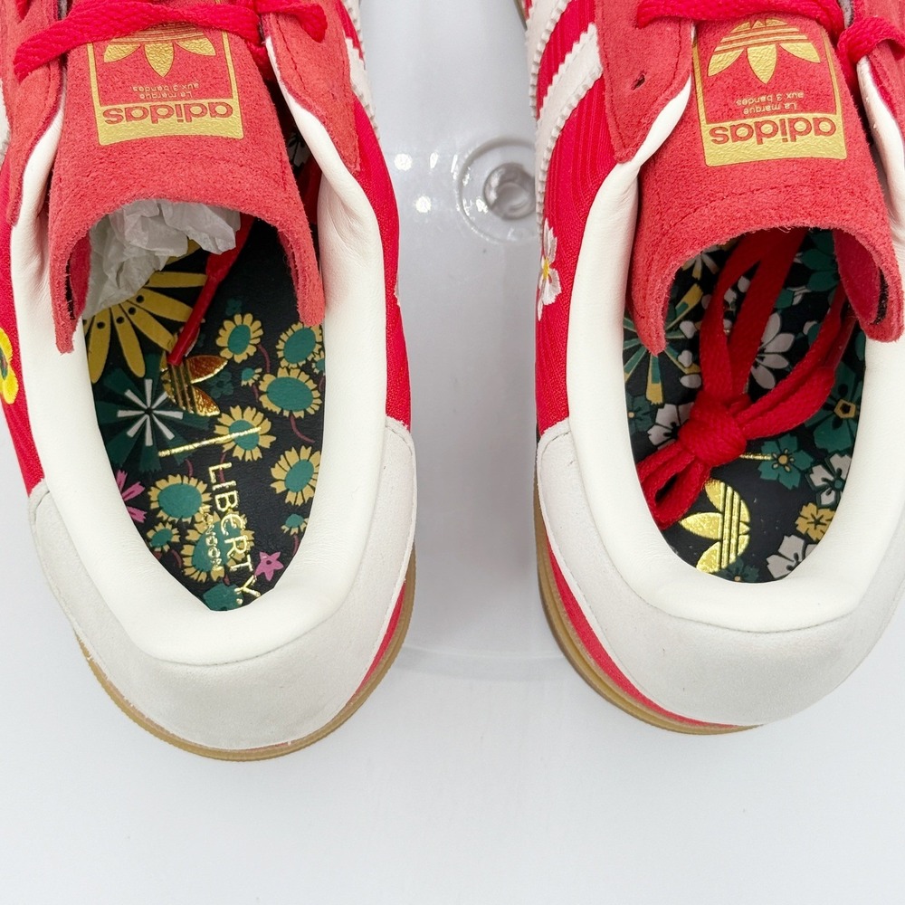 Adidas X Liberty London Gazelle Bold W Size 6.5 Scarlet White Flowers IH1922 New - Picture 9 of 11